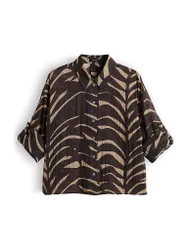 Blusa camisera FADENA LEAVES marrón 42