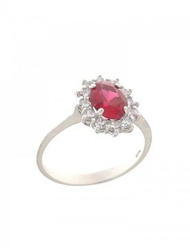 Anello Donna Oro Bianco Pietra Rossa 803321723596