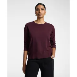 Jersey de mujer de cuello redondo con mangas de tres cuartos ajuste regular largo medio