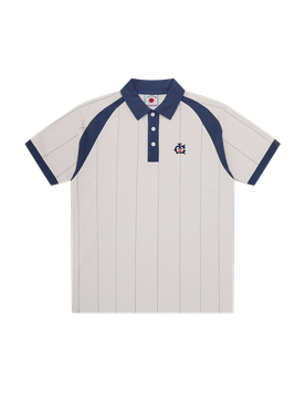 Raglan Pinstripe Polo Shirt - Off