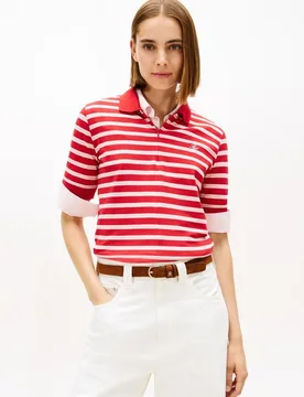 Polo de mujer de lyocell con cremallera y logo bordado - Tommy Hilfiger - FashionsVida