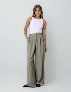 Pantaloni wide leg - verde scuro