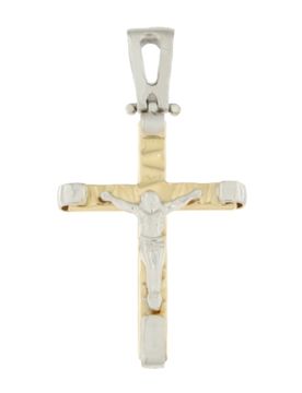 Croce Uomo Oro Giallo Bianco GL100536