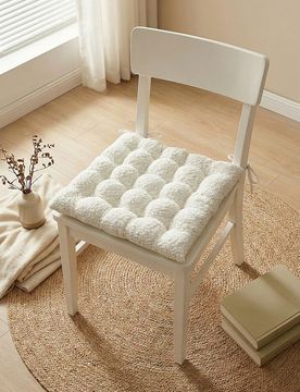 Cuscino per sedia con finitura in ciniglia - bianco