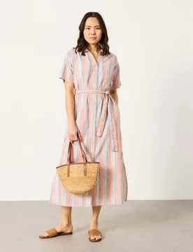 Susie Pure Cotton Striped Midi Shirt Dress Multi female - Fatface - FashionsVida