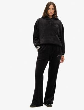 Superdry Damen Country Club Velour Jogginghose Black - Größe: 42