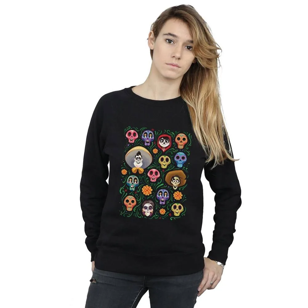 Coco Heads Pattern Sweatshirt - Black - Size: XL - Disney - FashionsVida