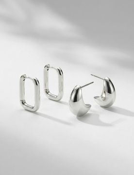 Orecchini di forme diverse 2 pack - argento