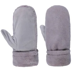 Fake Fur Mittens by - grey - Damen - Size: One Size