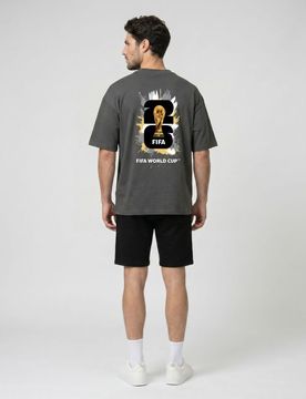 T-shirt in cotone con stampa FIFA World Cup - grigio scuro
