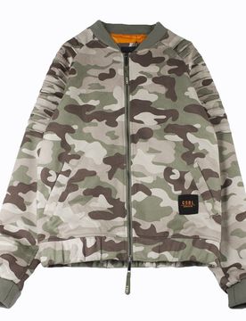 Giubbotto Uomo Pleated Bomber Mimetico Marrone