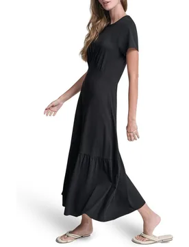 Vestido largo manga corta - DKNY Jeans - FashionsVida