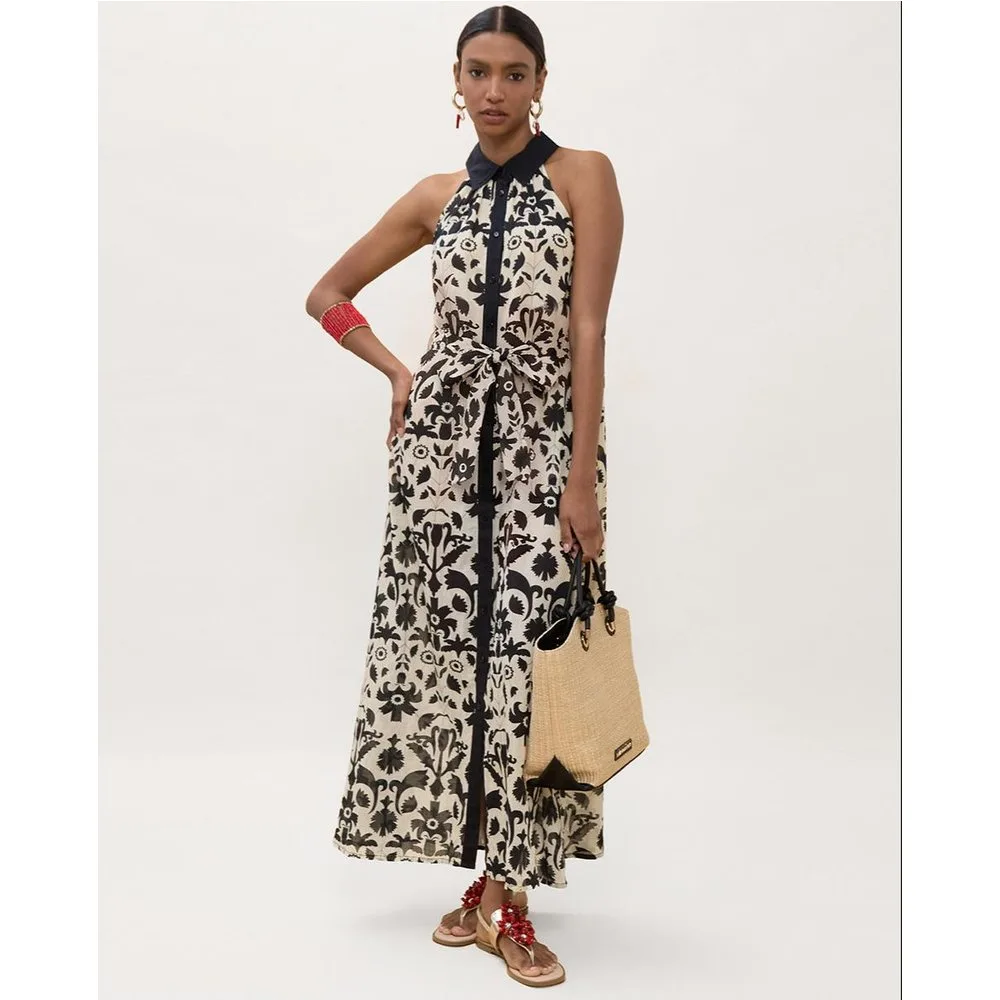 Vestido largo sin mangas con estampado - Lola Casademunt - FashionsVida