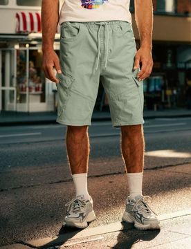 Pantaloncini jogger in denim - verde pallido