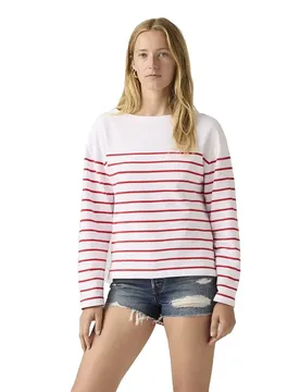 Top A Maniche Lunghe Marin Stripe Magnolia Stripe Bright White / True Red S