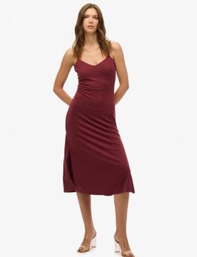 Superdry Damen Jersey-kleid mit Rückenausschnitt Braun - Größe: 44
