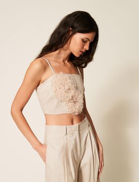 Top en lin mélangé avec lurex