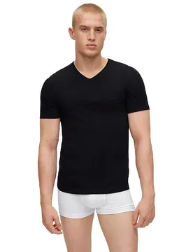 Maillot De Corps à Manches Courtes Et Col En V Classic 3 Unités Black M