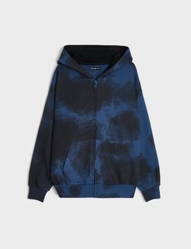 Felpa con cappuccio e zip con motivo tie-dye - multicolor