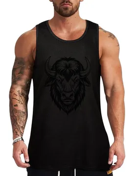 Bison head - Symbol of strength Tank Top Training Tank Top Lightweight Moisture Wicking Fabric - Aliexpress - FashionsVida