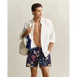 Bañador bermudas de hombre con ajuste de cordón y dibujos microestampados