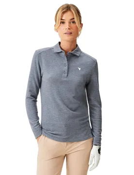 Polo Weave Brushed, langarm, blaugrau xs - Macade - FashionsVida
