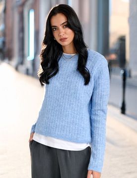 Maglione a trecce - blu pallido