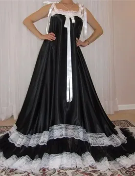 Black White Woman Wedding Prom Dress Sexy Lace Satin Sleeveless Bridal Morning Robe Night Gown Evening Gown Sleepwear Customized - Aliexpress - FashionsVida