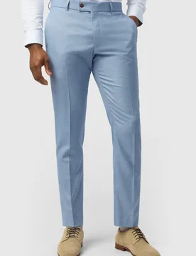 Mens Flat Fronted Slim Fit Suit Trousers In Pale Blue - Size 32 Short - Antique Rogue - FashionsVida