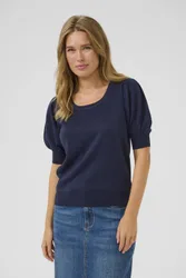 Regina Round Neck Half Sleeve Pullover - Dark Navy - Size: L