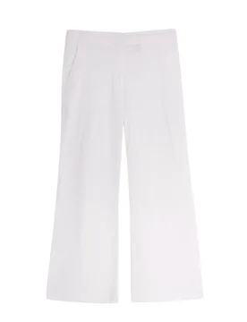 White Linen Blend Cropped Trouser - Theory - FashionsVida
