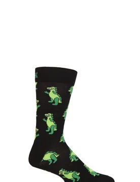 Mens and Women's 1 Pair Inflatable Dino Socks Black 4-7 Unisex - Black - Size: 4-7 Unisex - Happy socks - FashionsVida