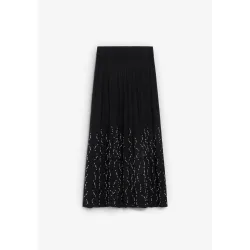 Falda de punto midi con cintura elástica