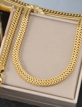 Stainless Steel Wheat Chain Necklace Bracelet Women Set Classic Luxury Jewelry Set for Birthday Valentine Gift Anniversary - Aliexpress - FashionsVida