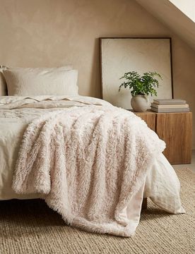 Coperta con pelliccia sintetica - bianco