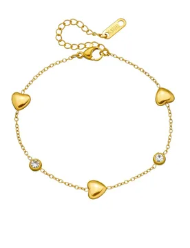 Punk Zirconia Love Heart Charm Bracelet Female Gold Color Stainless Steel Chain Link Bracelets for Women Cute Party Jewelry Gift - Aliexpress - FashionsVida