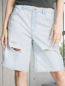 Bermuda lunga in denim - blu
