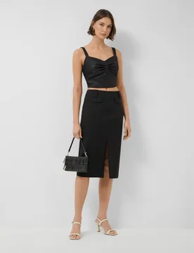 Falda recta midi en tejido técnico - Roberto Verino - FashionsVida