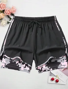 Pantalones cortos deportivos de verano para mujer, dos en uno, versátiles - Shein - FashionsVida