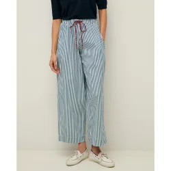 Pantalones rectos de mujer con ajuste de cordón en cintura
