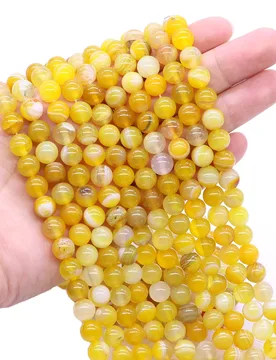 Natural Yellow Stripe Onyx Agates Round Beads Diy Bracelet Necklace for Jewelry Making Accessories Gifts 15" Strand 6 8 10 MM - Aliexpress - FashionsVida
