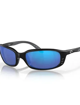 Brine Mirrored Polarized Sunglasses Matte Black Blue Mirror 580G/CAT3 Women - Costa - FashionsVida