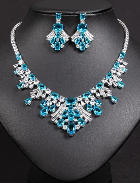 New Luxury Fashion Scalloped Teardrop Necklace Earrings Ladies Zirconia Jewellery Set Party Prom Wedding Dress Accessories M-342 - Aliexpress - FashionsVida