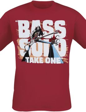 T-Shirt - Bass Solo Cartoon - S bis XXL - für Männer - Größe M - rot - Lizenziertes Merchandise! - Männer - male