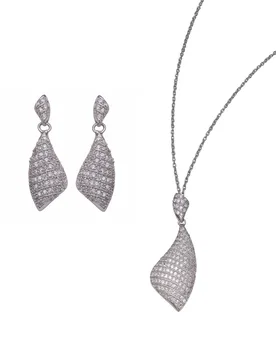 Womens 925 Sterling Silver Set: Chain-Pendant + Earrings - Set-5884 - One Size - Orphelia - FashionsVida