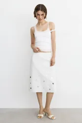 Mirror Detail Straight Midi Skirt (Size: )