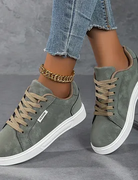 Zapatillas casuales de mujer para otoño/invierno, zapatos blancos de moda streetwear, zapatos ligeros para skateboard - Shein - FashionsVida