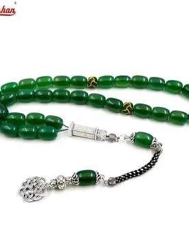 Tasbih Natural green agate stone 33 45 66 99 beads cylinder shape misbaha muslim eid gift - Aliexpress - FashionsVida