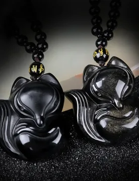 Natural Obsidian Fox Pendant Nine Tailed Fox Necklace for Men and Women Natural Crystal Jewelry Pendant Black Fox Gifts - Aliexpress - FashionsVida