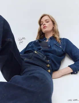 Pantalón denim de mujer crop culotte abotonado - Easy Wear - FashionsVida